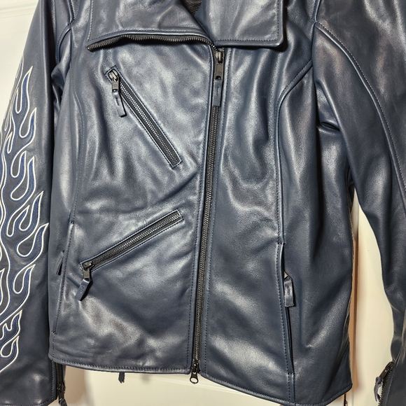 Harley Davidson Women's Brazen Leather Biker Riding Jacket Embroidered Flames - Picture 11 of 16